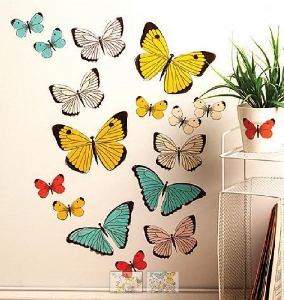 Sticker Decorativ pentru camere copii si living Pastel Butterflies Wallies,