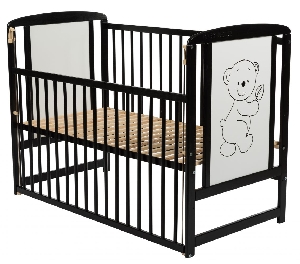 Patut din lemn Timmi cu laterala culisanta 120 x 60 cm BabyNeeds, Wenge