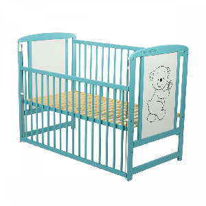 Patut din lemn Timmi cu laterala culisanta 120 x 60 cm BabyNeeds, Mint