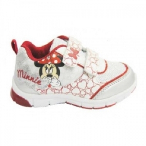 Incaltaminte sport cu beculet, albi cu rosu Minnie Disney, 26