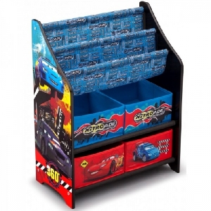 Organizator carti si jucarii cu cadru din lemn Disney Delta Children, Cars