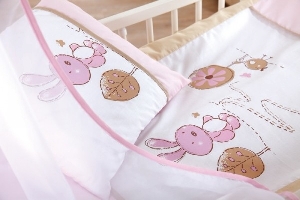 Set lenjerie 5 piese Little Bunny Klups, Bej-Pink