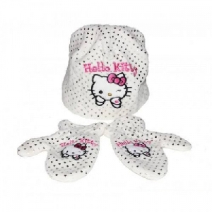 Caciula cu manusi Hello Kitty crem 3096 Disney, 50 cm (2-3 ani)