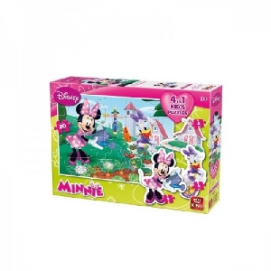 Puzzle 4 in 1 profilat Minnie Mouse (4,6,9,20 piese) King,