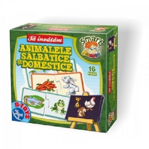 Joc educativ in cutie mica Sa Invatam - Animale salbatice si domestice D-Toys,