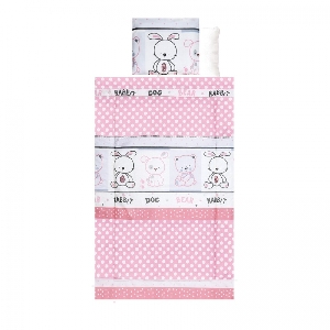 Set lenjerie de pat 4 piese Lorelli, Friends Pink