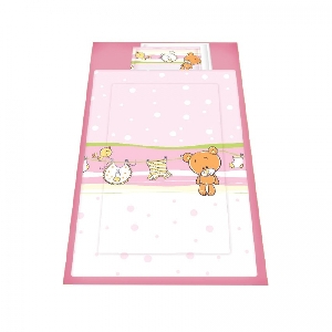 Set lenjerie de pat 4 piese Lorelli, Teddy Bear Pink