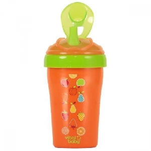 Cana cu pai Toddler Straw Vital Baby, Portocaliu