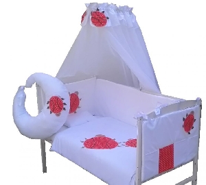 Lenjerie 7 piese Gargarite pentru patut 120 x 60 cm Deseda, Alb