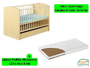 Patut cu sertar Karolina II Natur + Saltea 8 MyKids MyDreams - Klups