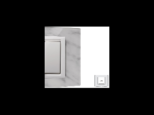 Placa Vitra sticla marmura Carrara, 2 module, mod comanda alb