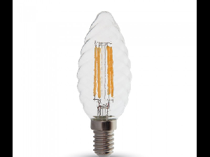 Bec LED Filament,4 w,E14,lumina calda,bulb sticla tip lumanare curbat