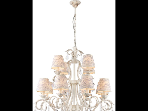 Candelabru Elegant Velvet,12 becuri dulie E14, 230V,D.85cm, H.93 cm,Auriu-Alb