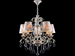 Candelabru Elegant Velvet,5 becuri dulie E14, 230V,D.68cm, H.61 cm,Auriu-Alb