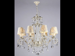 Candelabru Elegant Velvet,8 becuri dulie E14, 230V,D.82cm, H.82 cm,Auriu-Alb