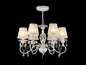 Candelabru Elegant Uventa,6 becuri dulie E14, 230V,D.64cm, H.44 cm,Auriu-Alb