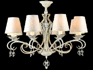 Candelabru Elegant Monile,8 becuri dulie E14, 230V,D.76cm, H.59 cm,Alb-auriu