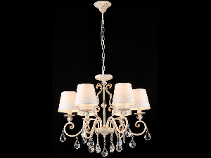 Candelabru Elegant Merenga,6 becuri dulie E14, 230V,D.63cm, H.56 cm,Alb-auriu