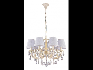 Candelabru Elegant Filomena,7 becuri dulie E14, 230V,D.62cm, H.48 cm,Alb-crem