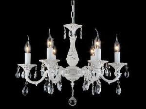 Candelabru Pietra ,6 becuri dulie E14, 230V,D.56cm, H.45 cm,Alb