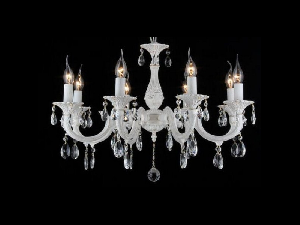 Candelabru Pietra ,8 becuri dulie E14, 230V,D.68cm, H.47 cm,Alb