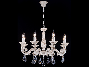 Candelabru Bianco ,8 becuri dulie E14, 230V,D.70cm, H.52 cm,Alb