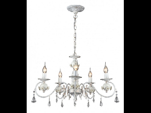 Candelabru Faberge ,5 becuri dulie E14, 230V,D.60cm, H.38 cm,Alb