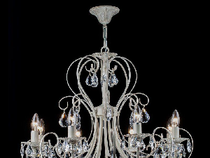 Candelabru Princess,8 becuri dulie E14, 230V,D.71cm, H.54 cm,Crem