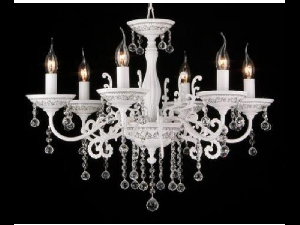 Candelabru Bellona,6 becuri dulie E14, 230V,D.66cm, H.50 cm,Alb