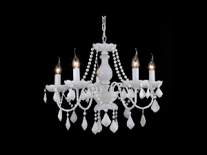 Candelabru Contrast,5 becuri dulie E14, 230V,D.60 cm, H.45 cm,Alb