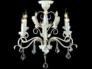 Candelabru Athena,6 becuri dulie E14, 230V,D.63 cm, H.59 cm,Alb-auriu