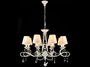 Candelabru Passarinho,8 becuri dulie E14, 230V,D.84 cm, H.63 cm,Alb