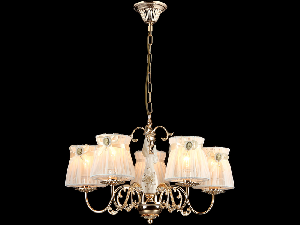 Candelabru Cameo,5 becuri dulie E14, 230V,D.57 cm, H.38 cm,Auriu