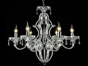 Candelabru Modern Peak,6 becuri dulie E14, 230V,D.67cm, H.57 cm,Nichel