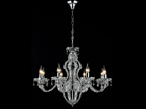 Candelabru Modern Peak,8 becuri dulie E14, 230V,D.79cm, H.60 cm,Nichel