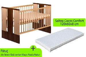 Patut fara sertar KLUPS Paula Natur Wenge + Saltea 8 MyKids