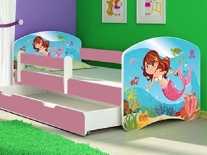 Patut Tineret MyKids Mermaid cu Sertar si Saltea 160x80