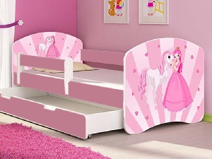 Patut Tineret Poney Princess cu Sertar si Saltea 140x70 MyKids