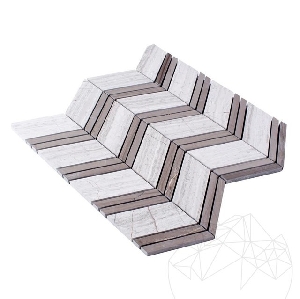 Mozaic Marmura Athena Grey Wood si Athena White Wood Chevron Polisat