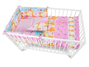 Lenjerie MyKids Happy Giraffe Roz 4+1 Piese 120x60