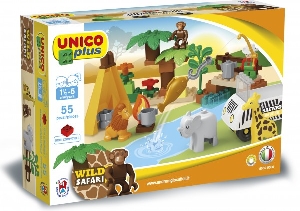 Set constructie cuburi Safari mari 55 piese - Unico