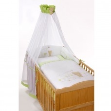 Lenjerie Patut Bebe 4 Piese Teddy Bear Verde 100/135 cm