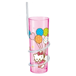 Pahar cu pai 325ml Hello Kitty