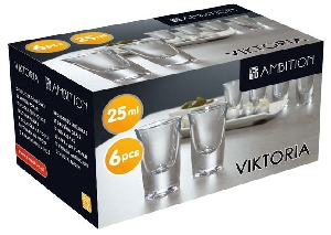 Set 6 pahare pentru shot Viktoria, sticla, capacitate 25 ml