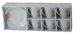 Set cafea 12 piese ceasca 200ml cu farfurioara Tulipan