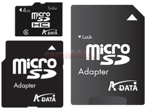 A-DATA - Card micro SDHC 4GB + 2 Adapters