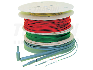 Tub termocontr.subtire,contractie 2:1,verde-galben,pe tambur ZS024ZS-D 2,4/1,2mm, POLIOLEFIN