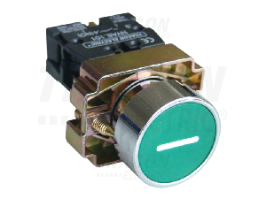 Buton verde inscriptionat ( I alb) NYGBA3311Z 1×NO, 3A/240V AC, IP42