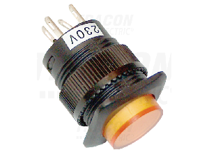 Buton mini cu semnalizare luminoasa, galben MNG-110Y 1×NO, 110V AC/DC