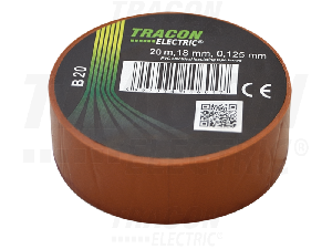 Banda izolatoare, maro B20 20m×18mm, PVC, 0-90°C, 40kV/mm